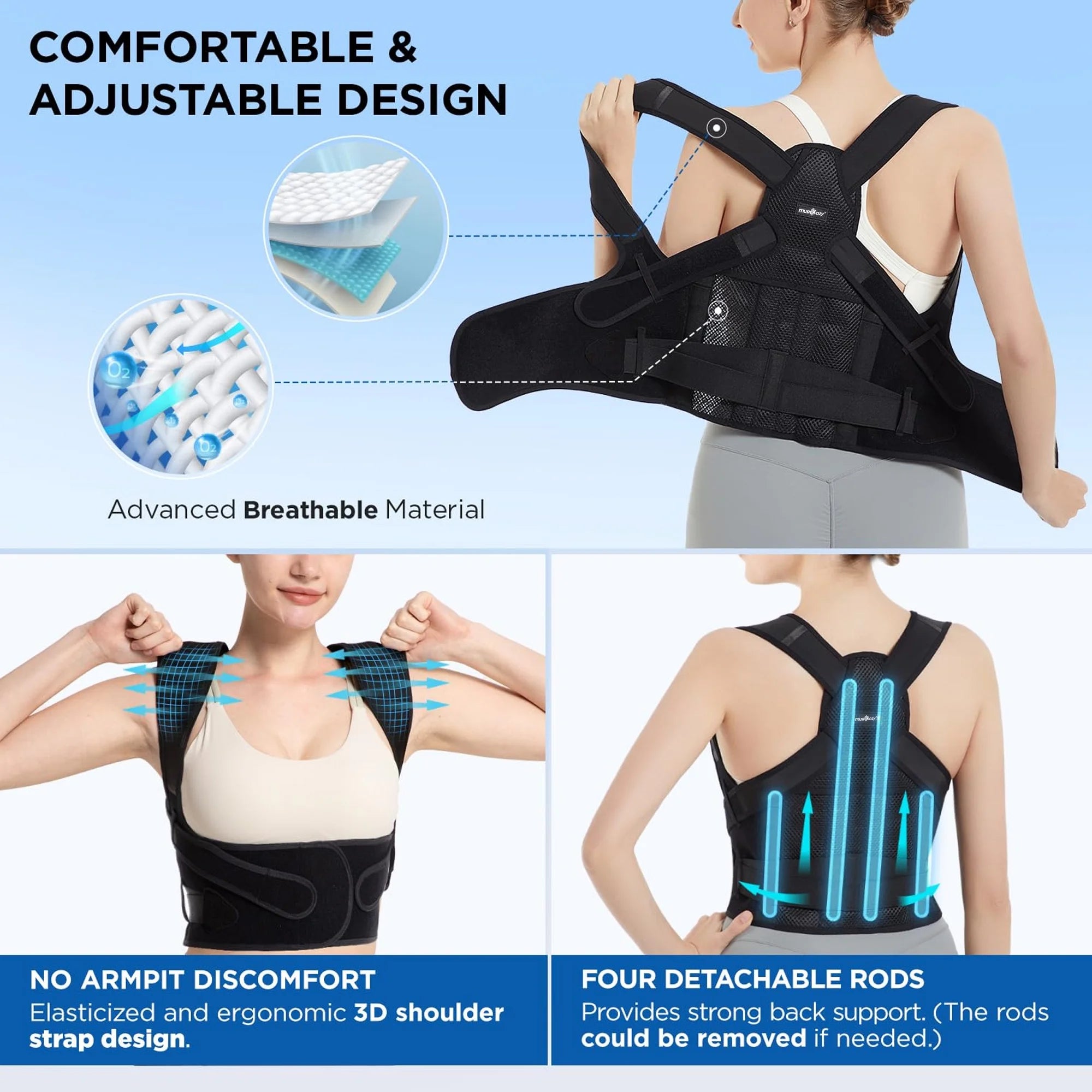 Back Brace Posture Corrector for Women and Men, Back Straightener Posture Corrector, Scoliosis and Hunchback Correction, Back Pain, Spine Corrector, Support, Adjustable Posture Trainer, L
