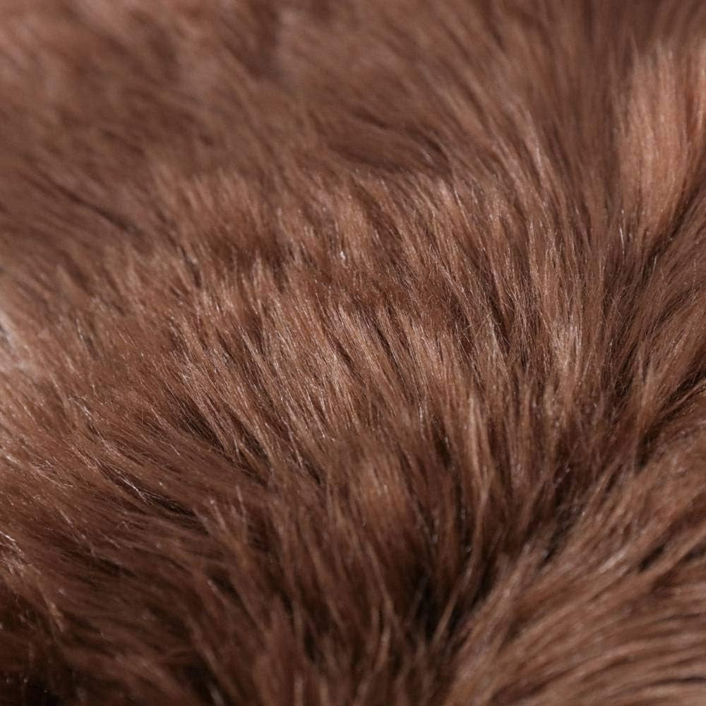 2X3 Brown Faux Sheepskin Area Rug – Fluffy Shaggy Soft Fur Floor Mat, Plush Bedside Carpet and Sofa Cover for Bedroom, Living Room, Nursery