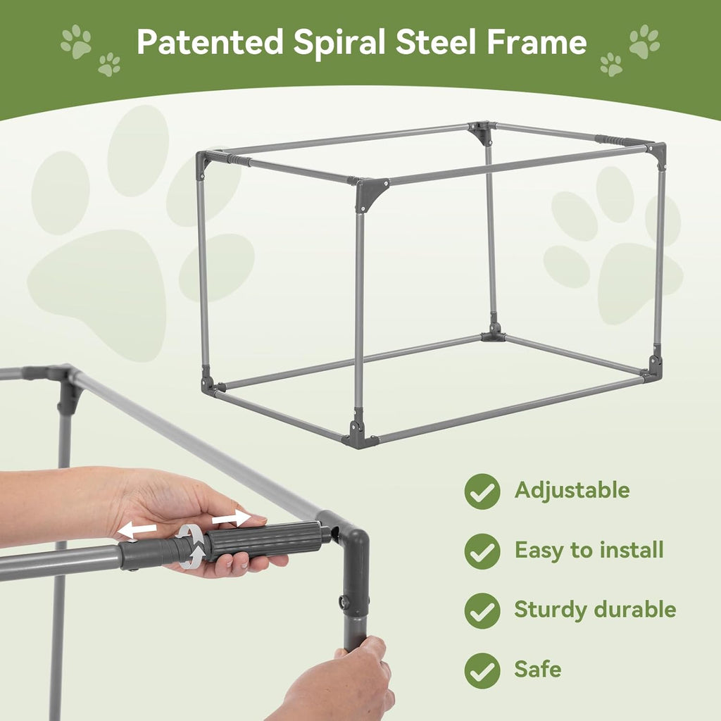 36" Soft Portable Dog Crate – Patented Spiral Sturdy Frame, Collapsible Travel Kennel for Medium & Large Dogs, 3 Mesh Door, Lockable Zippers, Indoor & Car Use Green