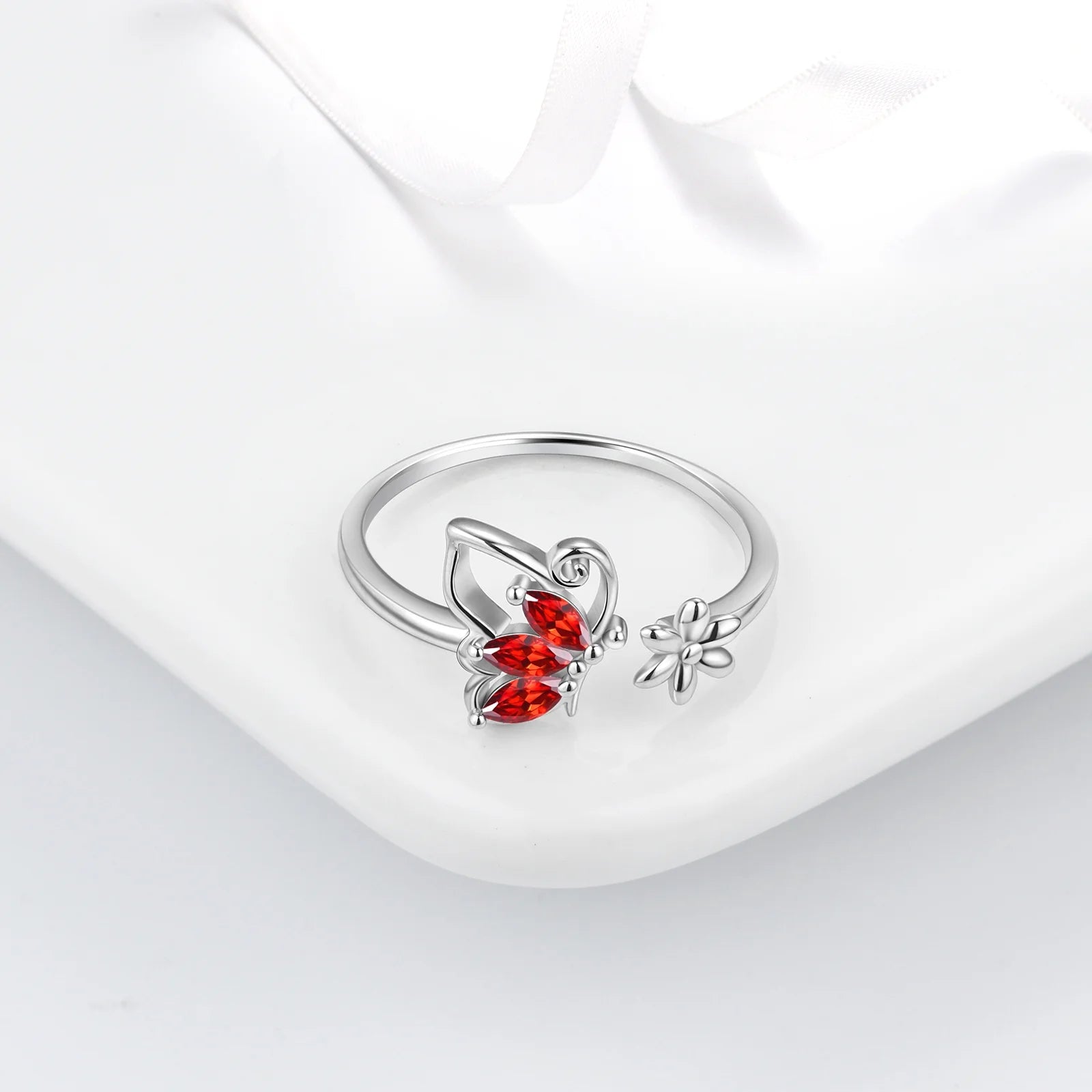 Juego De Joyería Con Piedra De Nacimiento De Enero Rojo Butterfly Collar/Aretes/Anillo/Pulsera Fina De Granate Plata Esterlina Regalos Para Mujeres Navidad Cumpleaños Día De La Madre