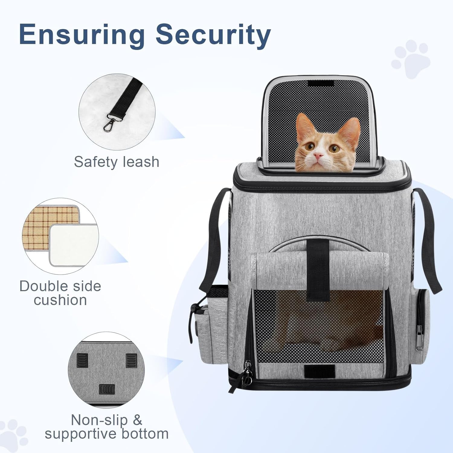 Cat Backpack Carrier, Breathable Expandable Cat Backpack Large Space Cat Carrier Backpack for Kitty Small Dog, Foldable Airline Approved Dog Backpack, Cat Travel Bag up to 20 Lbs