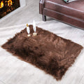 2X3 Brown Faux Sheepskin Area Rug – Fluffy Shaggy Soft Fur Floor Mat, Plush Bedside Carpet and Sofa Cover for Bedroom, Living Room, Nursery