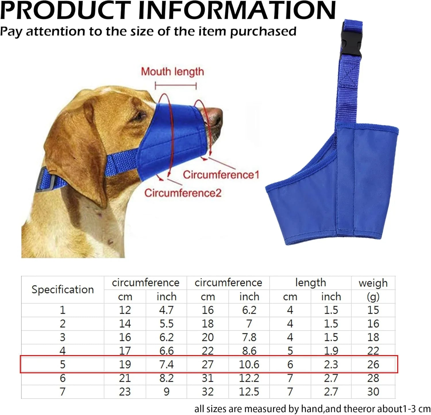 Dog Muzzle, Soft Anti-Biting Barking Chewing Muzzle, Breathable Waterproof Adjustable Muzzle for Small Medium Dogs,Blue