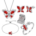 Juego De Joyería Con Piedra De Nacimiento De Enero Rojo Butterfly Collar/Aretes/Anillo/Pulsera Fina De Granate Plata Esterlina Regalos Para Mujeres Navidad Cumpleaños Día De La Madre