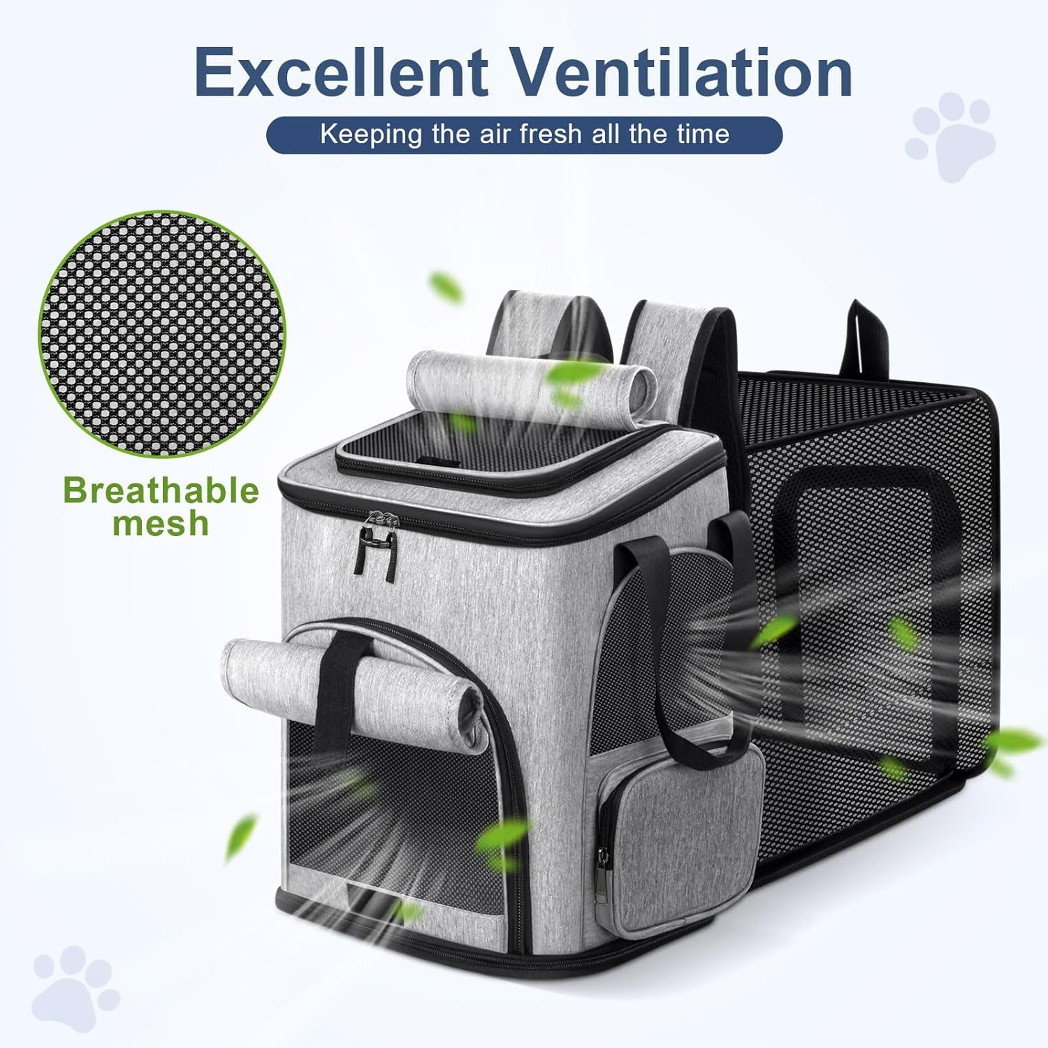 Cat Backpack Carrier, Breathable Expandable Cat Backpack Large Space Cat Carrier Backpack for Kitty Small Dog, Foldable Airline Approved Dog Backpack, Cat Travel Bag up to 20 Lbs