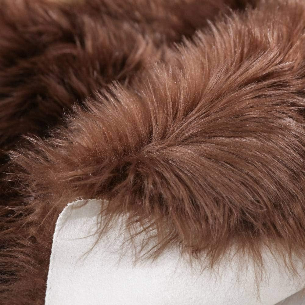 2X3 Brown Faux Sheepskin Area Rug – Fluffy Shaggy Soft Fur Floor Mat, Plush Bedside Carpet and Sofa Cover for Bedroom, Living Room, Nursery